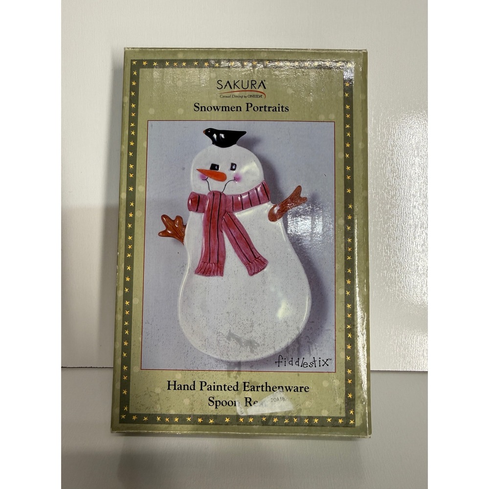 Sakura Oneida Snowmen Portraits Hand Painted Earthenware Spoon Rest Fiddlestix
